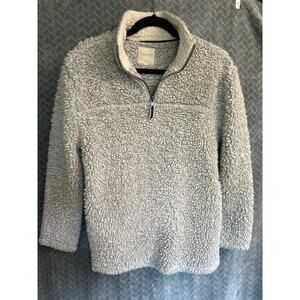 Copper Key Teddy Bear 1/4 Zip Sherpa Fleece Pullover Lt Grey Size XS Soft Cozy